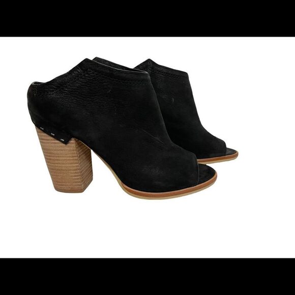 Dolce Vita Womens Size 9.5 Black Suede Block Heel Open Toe Slip On Sandal Shoes - Picture 3 of 9